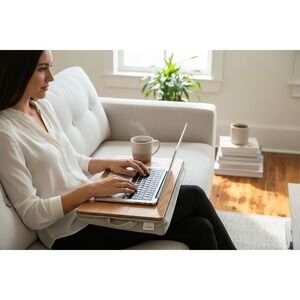 LapGear Natural Wood Lap Desk Unisex OS Oatmeal Brand New Cushioned Laptop Stand